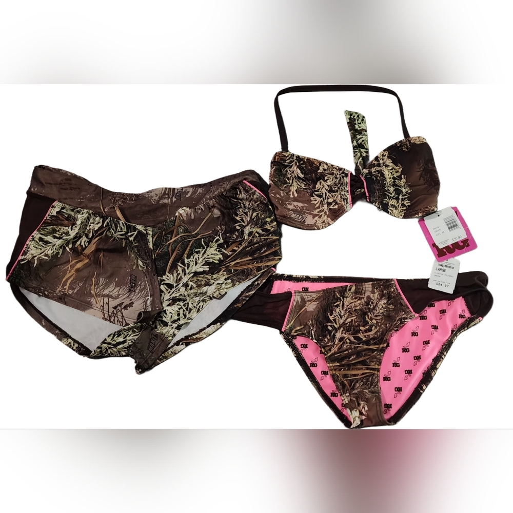 NWT's Real Tree Girl Camo Bikini And Cover Shorts